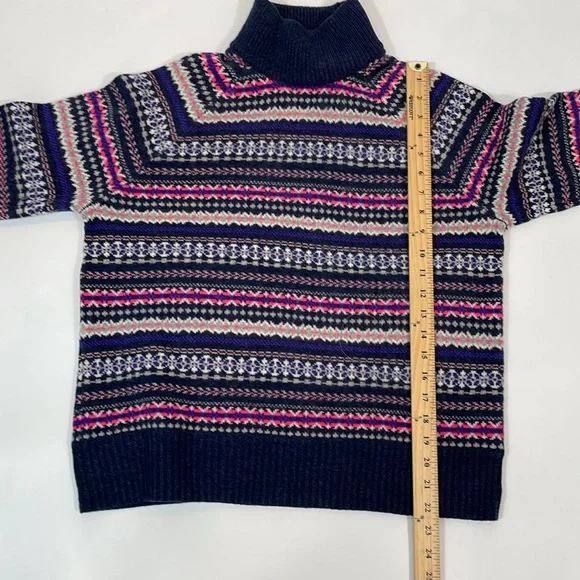 J. Crew Sweater Size XL Fair Isle Navy And Pink 100% Wool - Picture 7 of 9